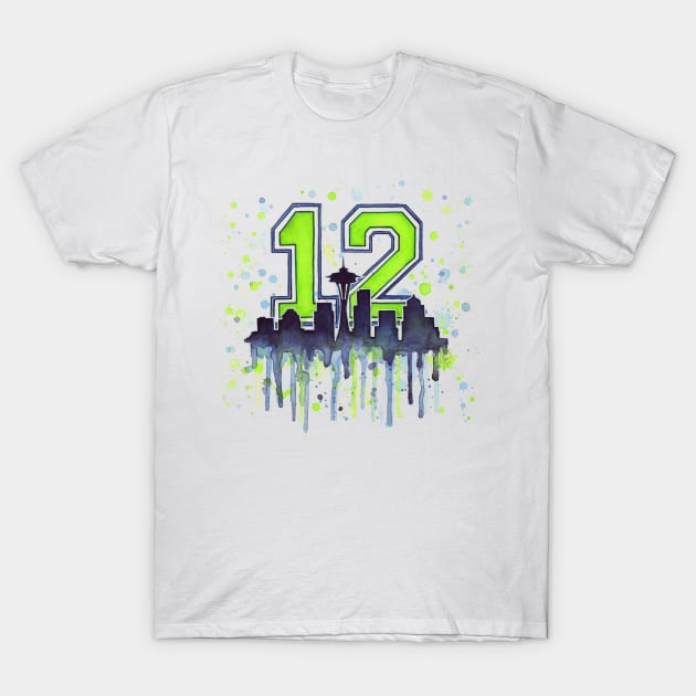 Seahawks 12th Man Art T-Shirt by Olechka